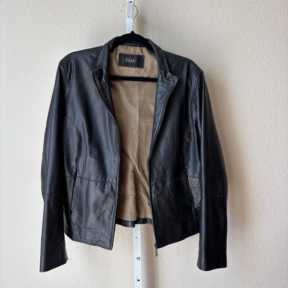 Nicole Miller New York black leather zip front jacket - Picture 2 of 6